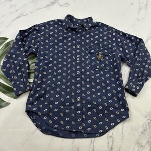 Barbara Blue Womens Vintage 90s Western Shirt Size S Navy White Southwest Fringe